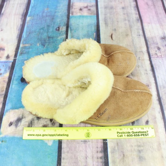 LL BEAN Shearling Lined Slide On Slippers 11 M - Picture 8 of 9